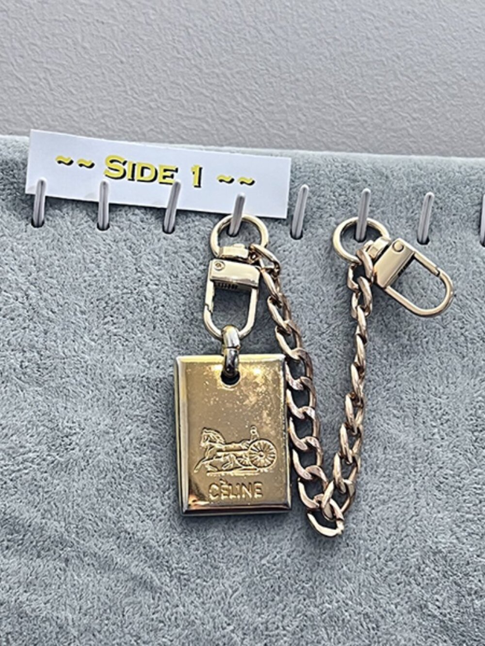 Pre-Loved Celine Paris Gold-Tone Bag Charm Keychain - Rectangle
